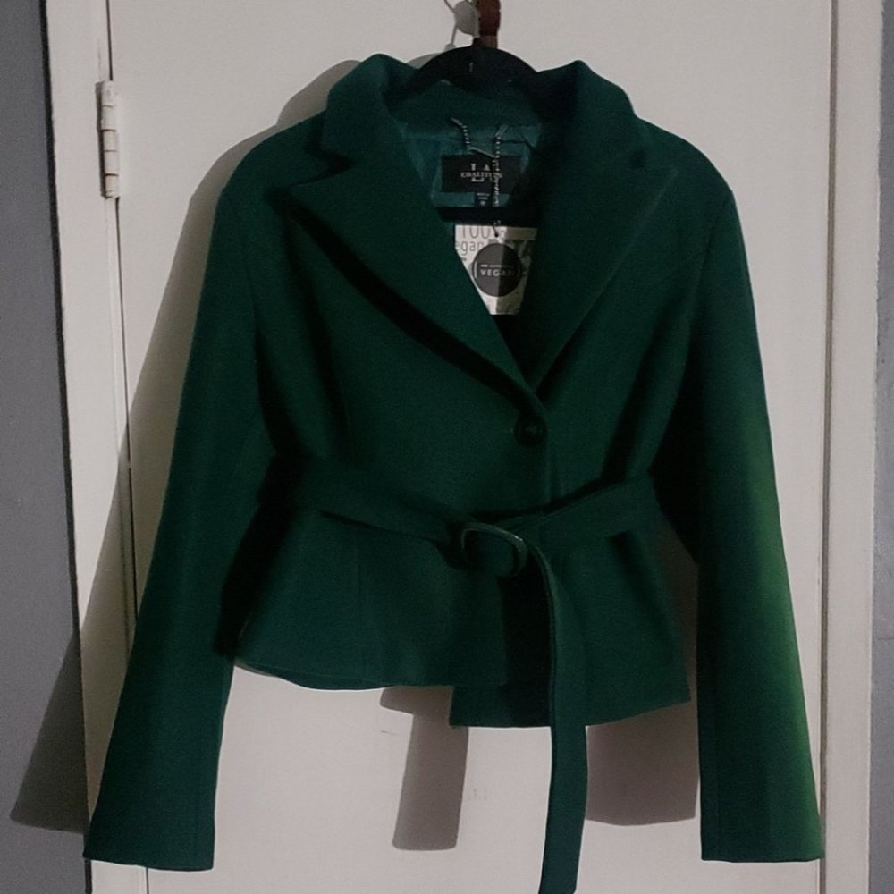 Fancy Green Faux Wool Blazer